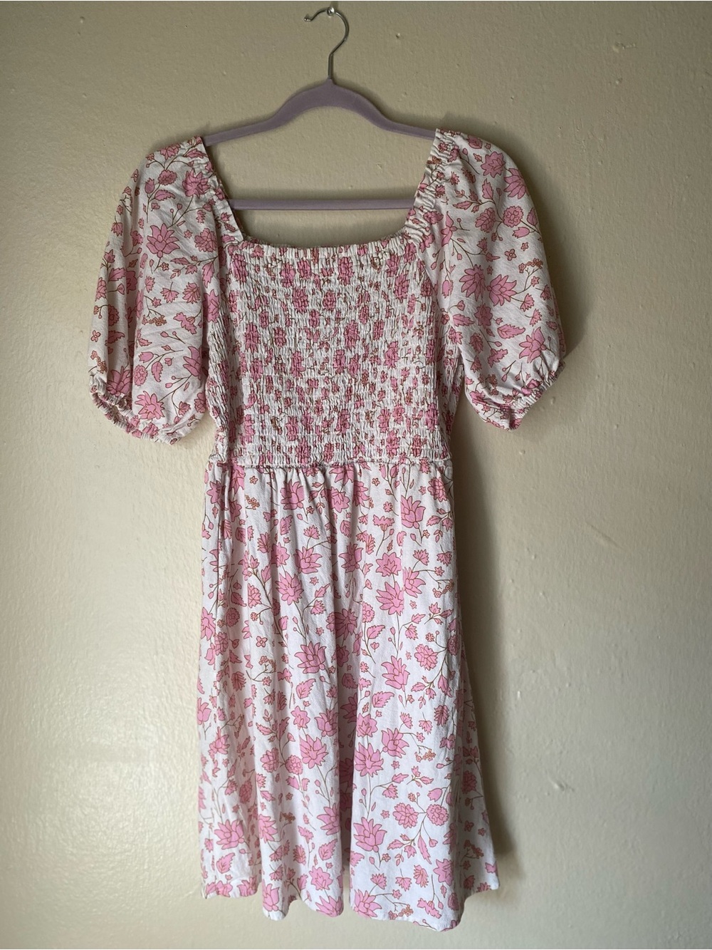 Universal Thread White Dress with Pink Floral Print
